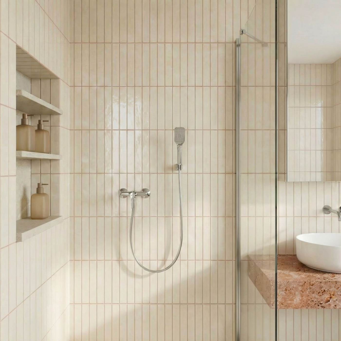 Bateria Natryskowa Ścienna z Zestawem Natryskowym ALITA Chrom BVA_041D