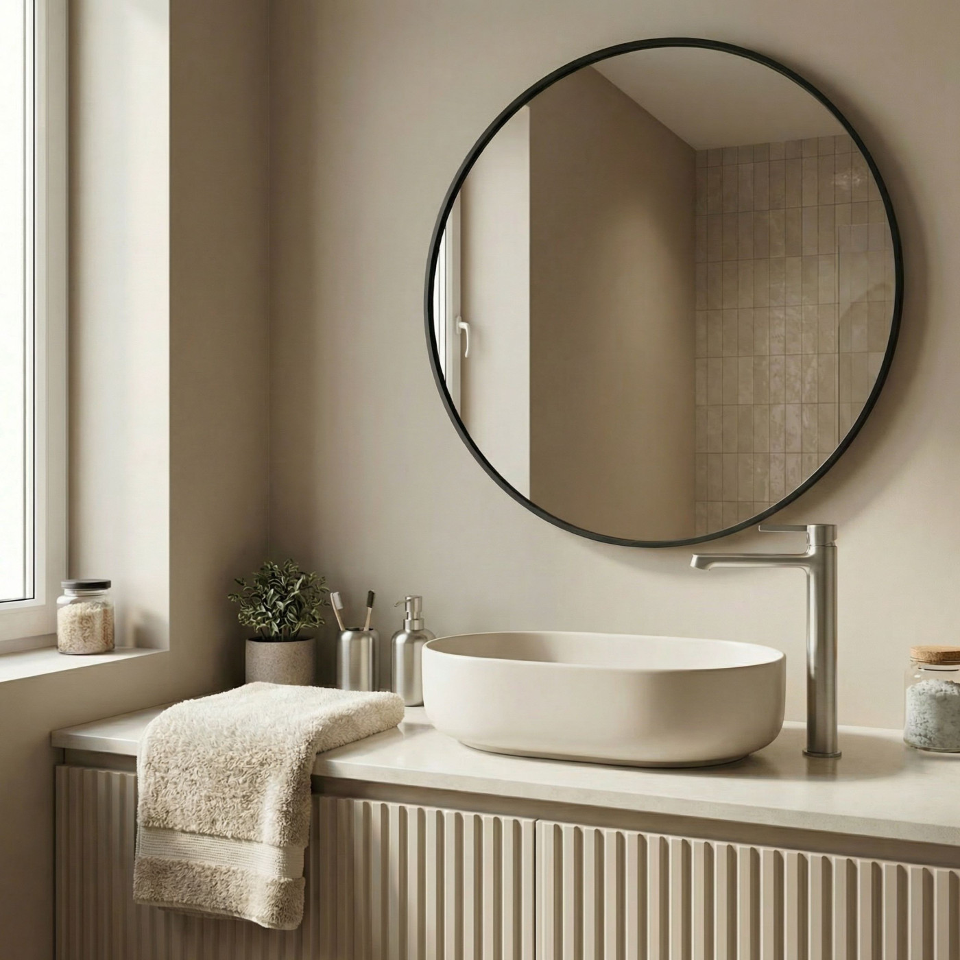 Bateria Umywalkowa Stojąca Nablatowa Srebrna ALITA Laveo