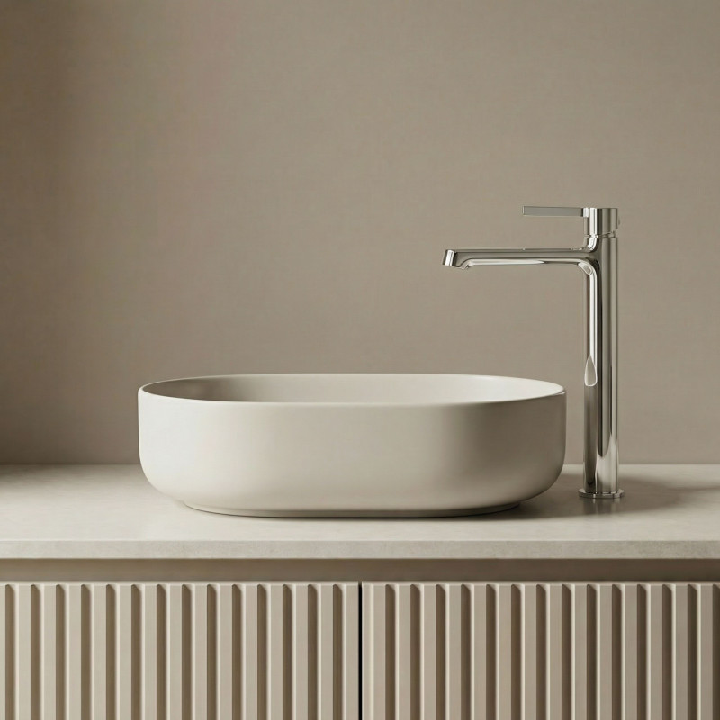 Bateria Umywalkowa Stojąca Nablatowa Chrom ALITA Laveo BVA_02ND