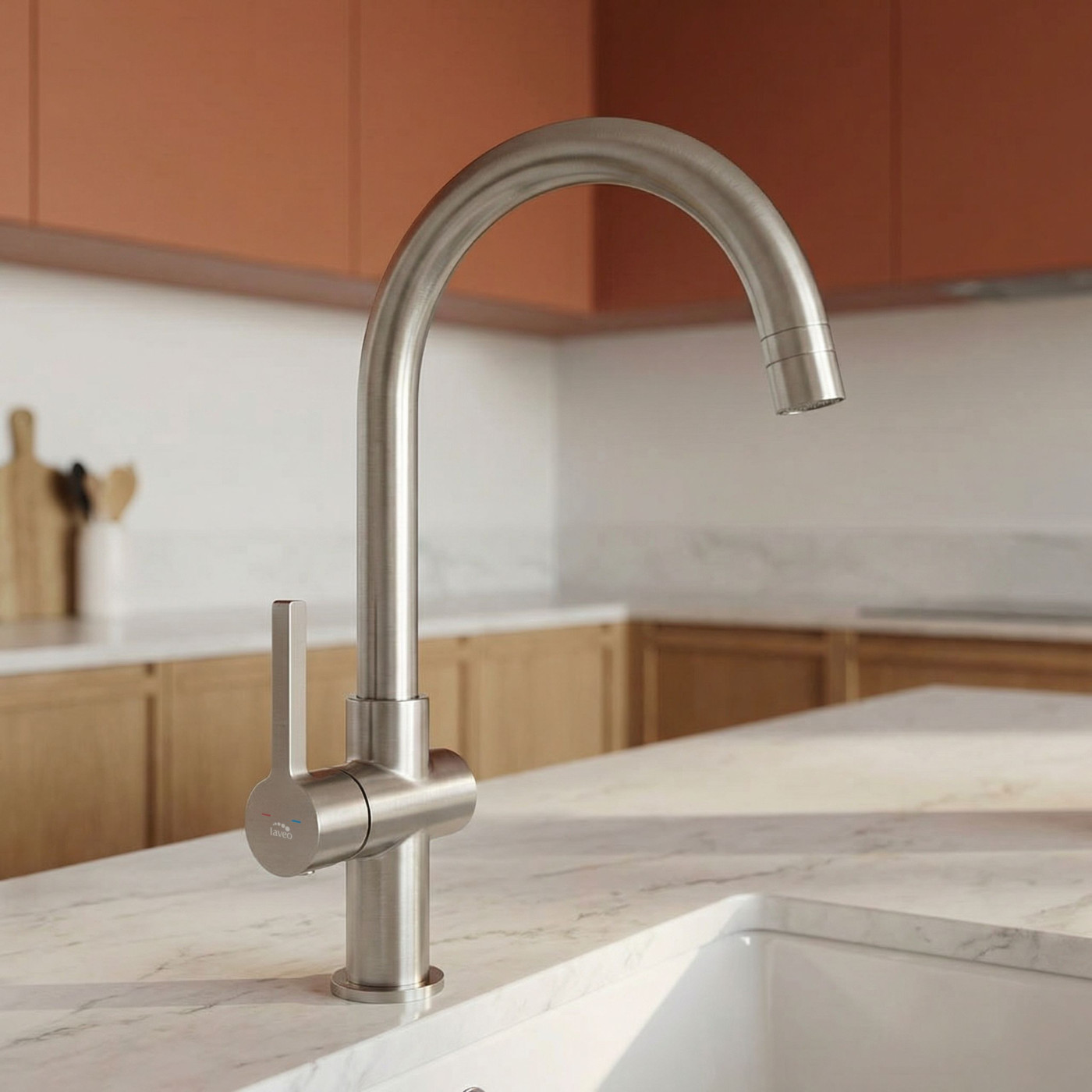 Bateria Zlewozmywakowa Stojąca z wylewką U ALITA Srebrna Laveo