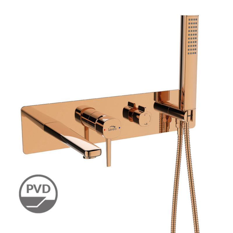 Bateria Wannowa Podtynkowa Z Zestawem Natryskowym Pola Różowe Złoto