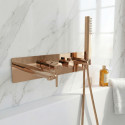 Bateria Wannowa Podtynkowa Z Zestawem Natryskowym Pola Różowe Złoto