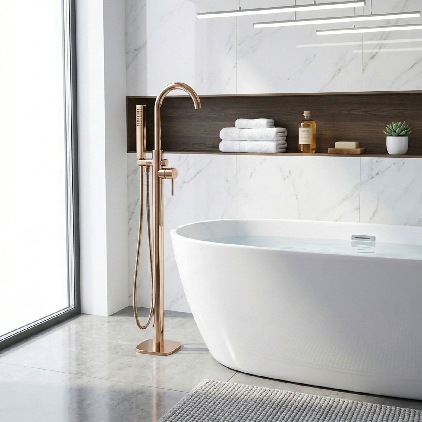 Bateria Wannowa Wolnostojąca Pola Różowe Złoto