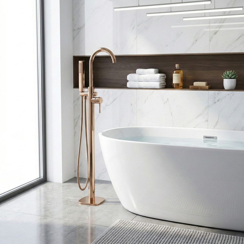 Bateria Wannowa Wolnostojąca Pola Różowe Złoto