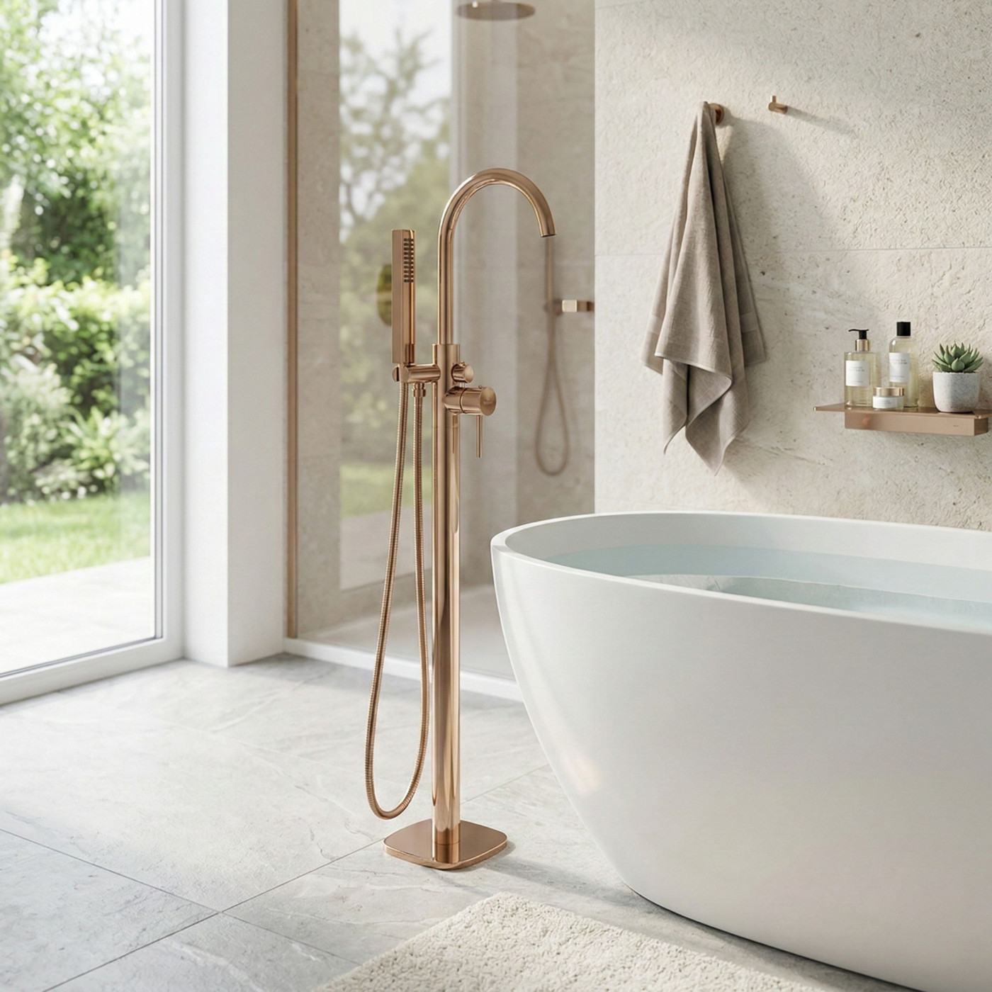 Bateria Wannowa Wolnostojąca Pola Różowe Złoto