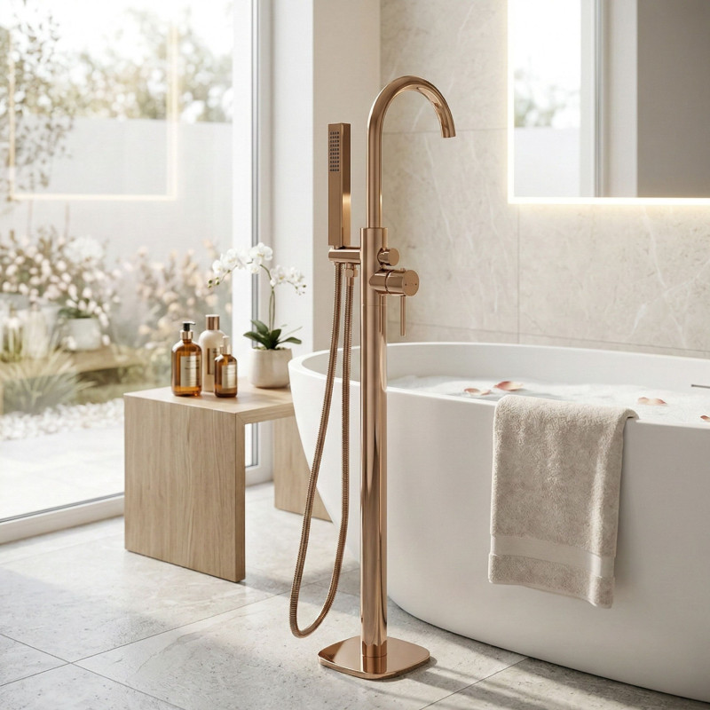 Bateria Wannowa Wolnostojąca Pola Różowe Złoto