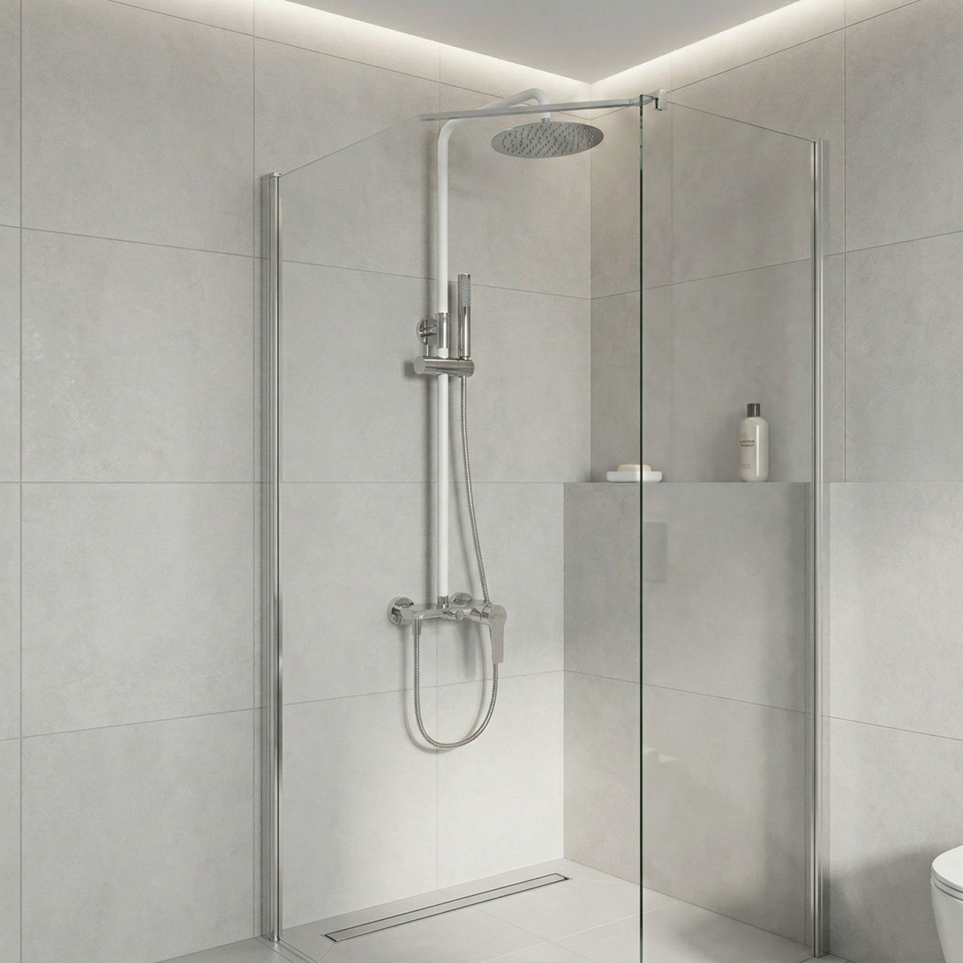 Kolumna Natryskowa Z Baterią Raila Chrom/Biała