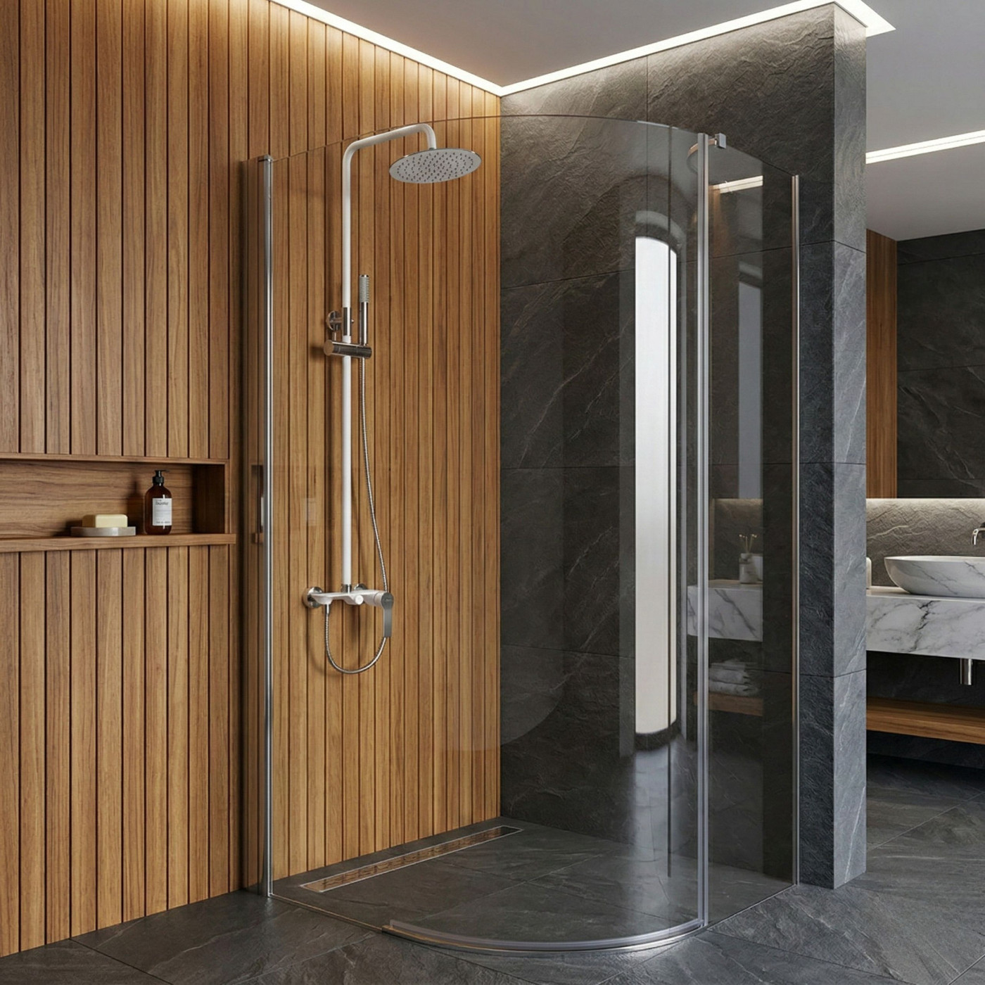 Kolumna Natryskowa Z Baterią Raila Chrom/Biała