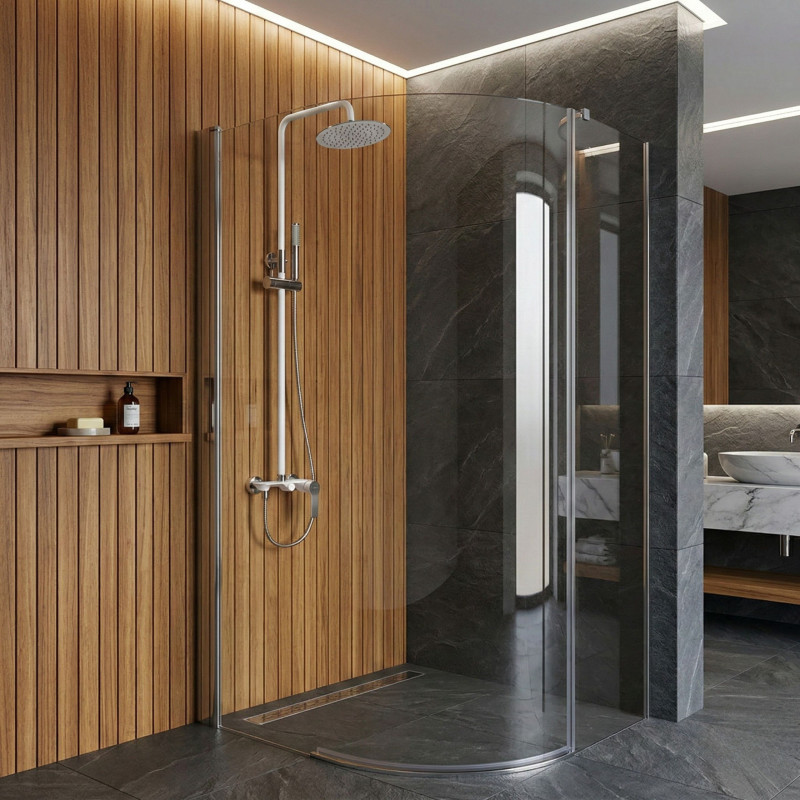 Kolumna Natryskowa Z Baterią Raila Chrom/Biała