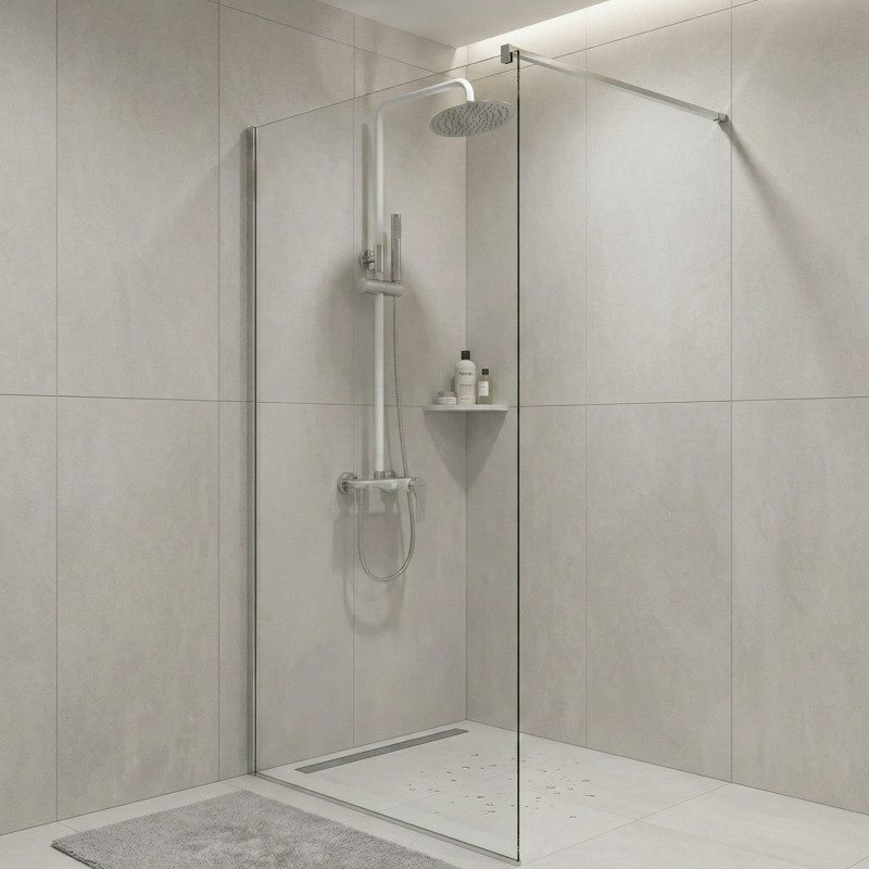 Kolumna Natryskowa Z Baterią Raila Chrom/Biała