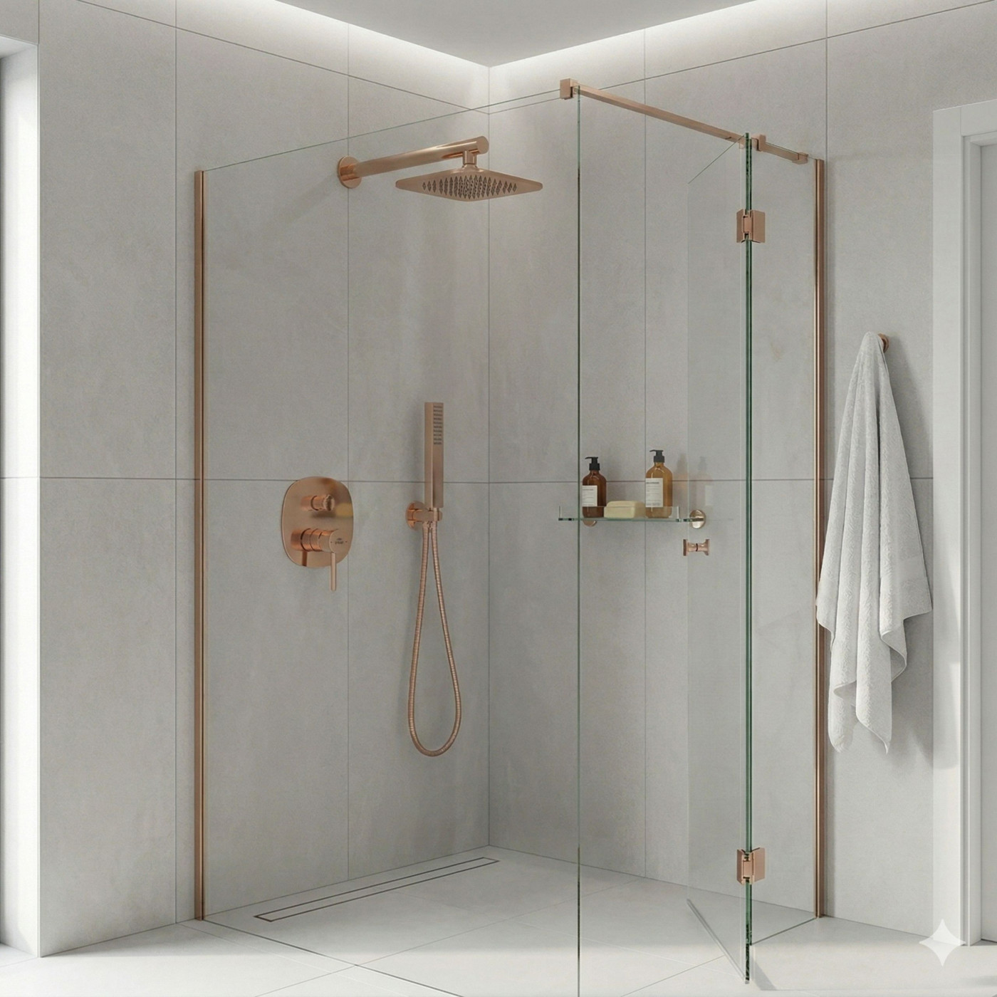 Bateria Natryskowa Podtynkowa Z Zestawem Pola Różowe Złoto