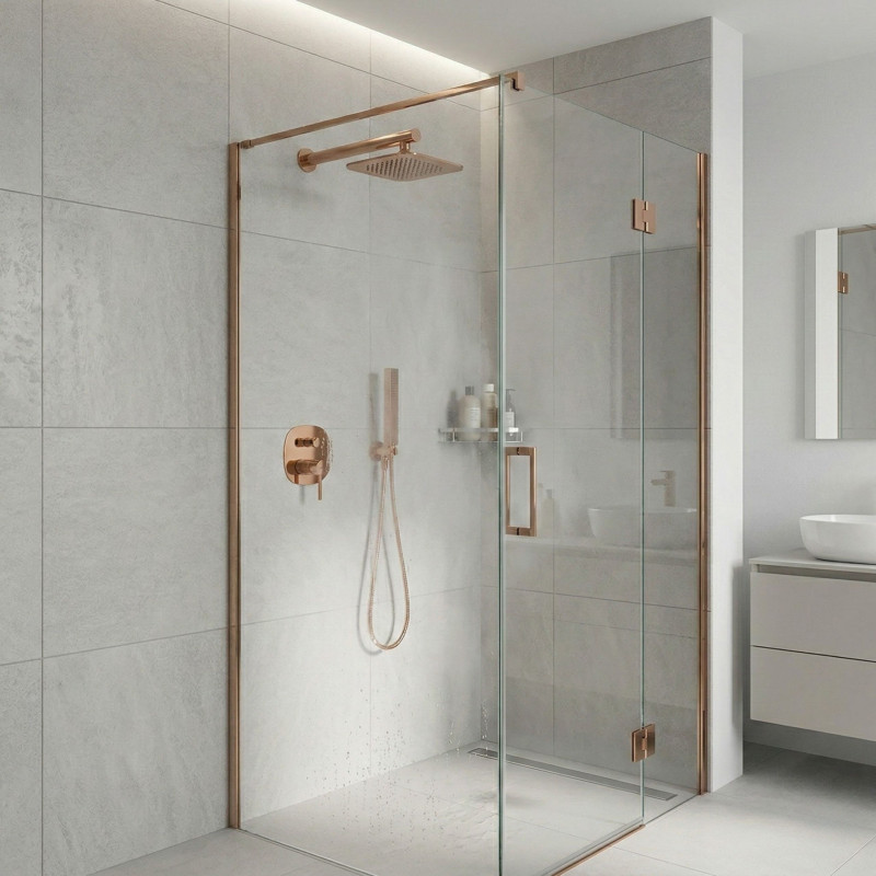 Bateria Natryskowa Podtynkowa Z Zestawem Pola Różowe Złoto