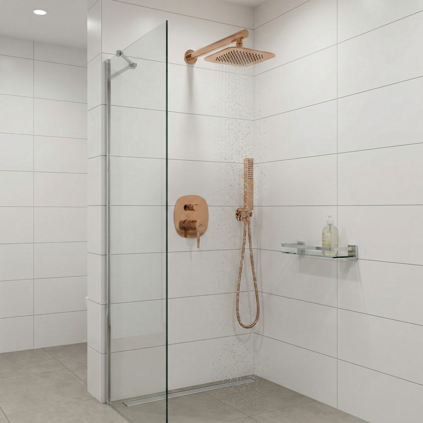 Bateria Natryskowa Podtynkowa Z Zestawem Pola Różowe Złoto