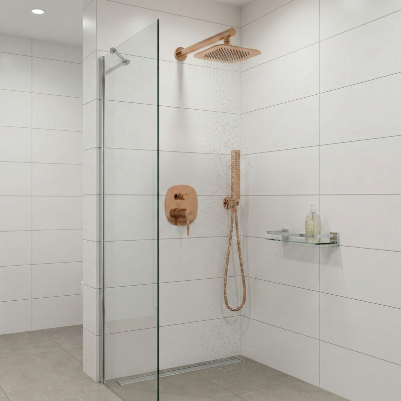 Bateria Natryskowa Podtynkowa Z Zestawem Pola Różowe Złoto