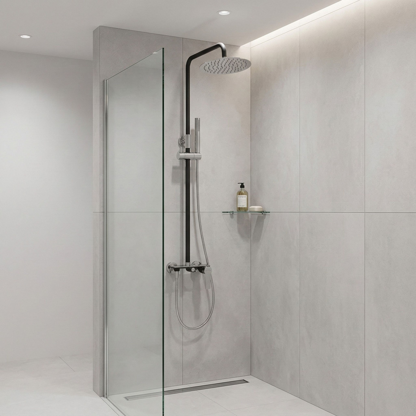 Kolumna Natryskowa z Baterią Raila Chrom/Czarna