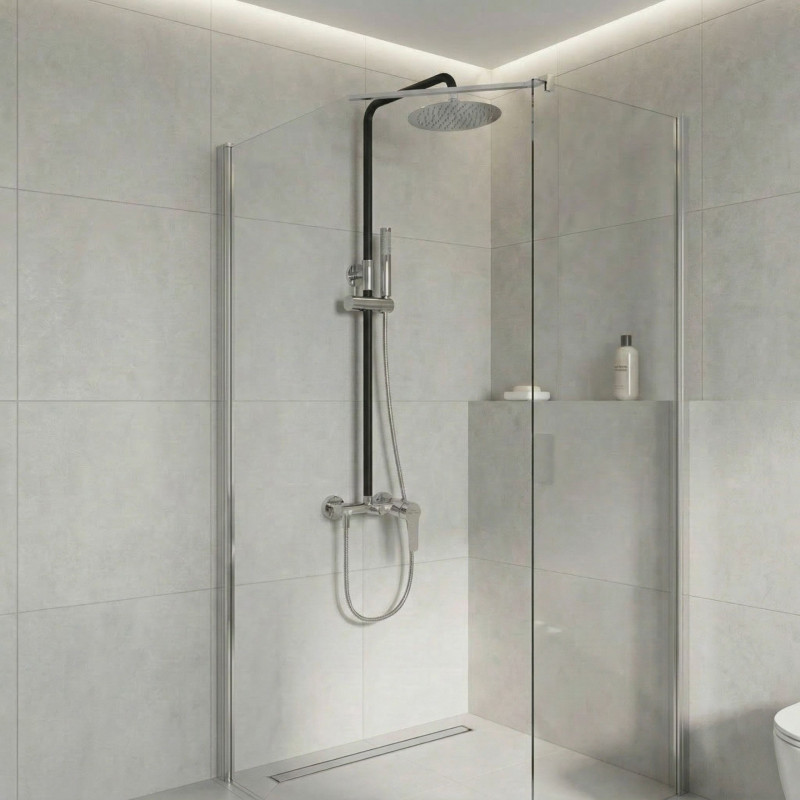 Kolumna Natryskowa z Baterią Raila Chrom/Czarna