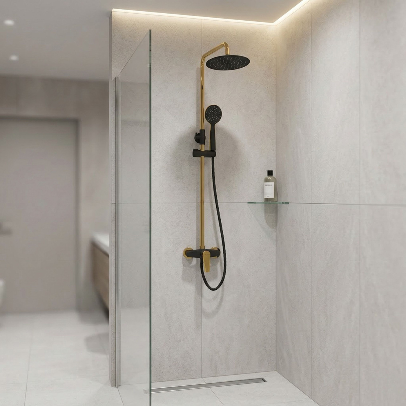 Kolumna Natryskowa Z Baterią Rubio Czarno-Złota