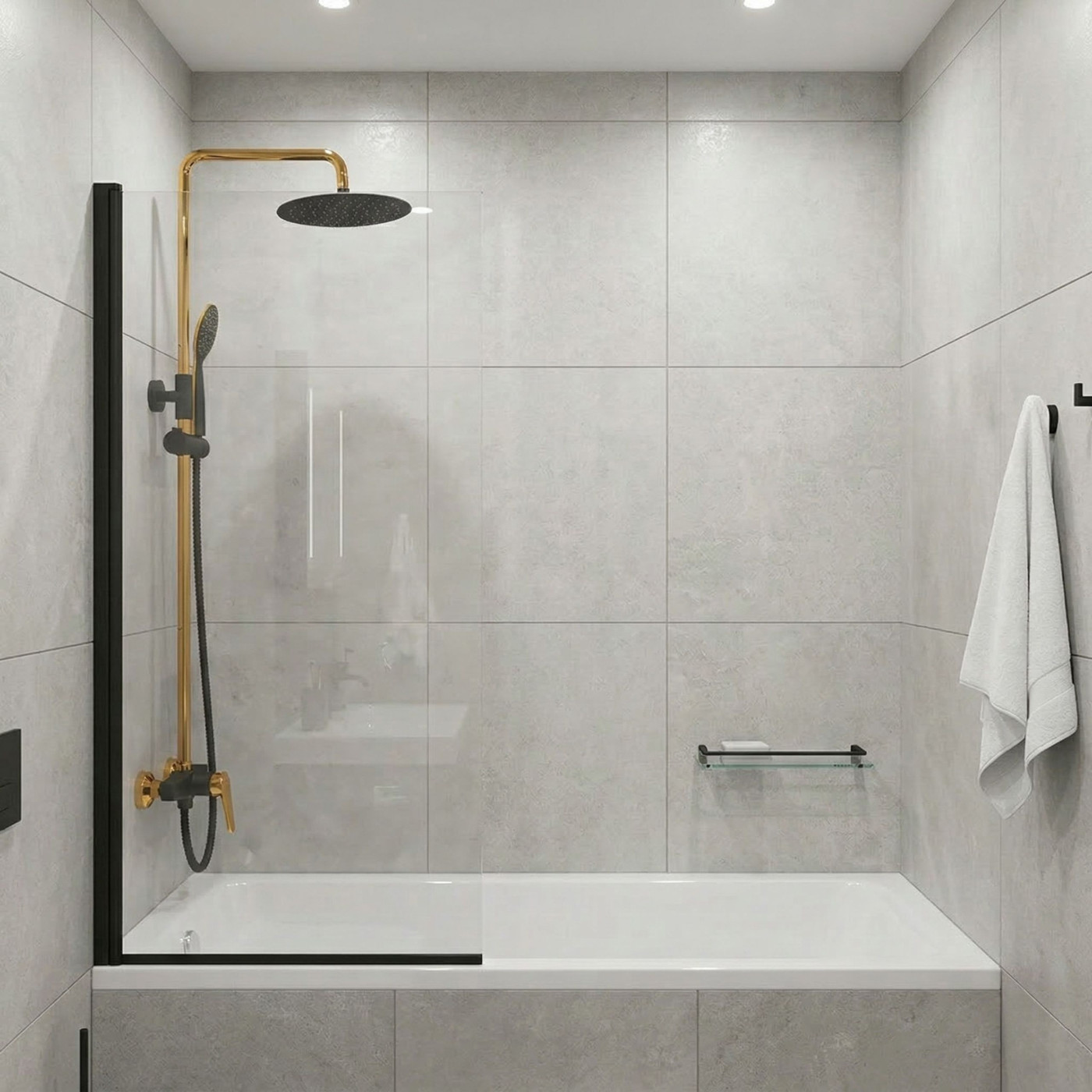 Kolumna Natryskowa Z Baterią Rubio Czarno-Złota