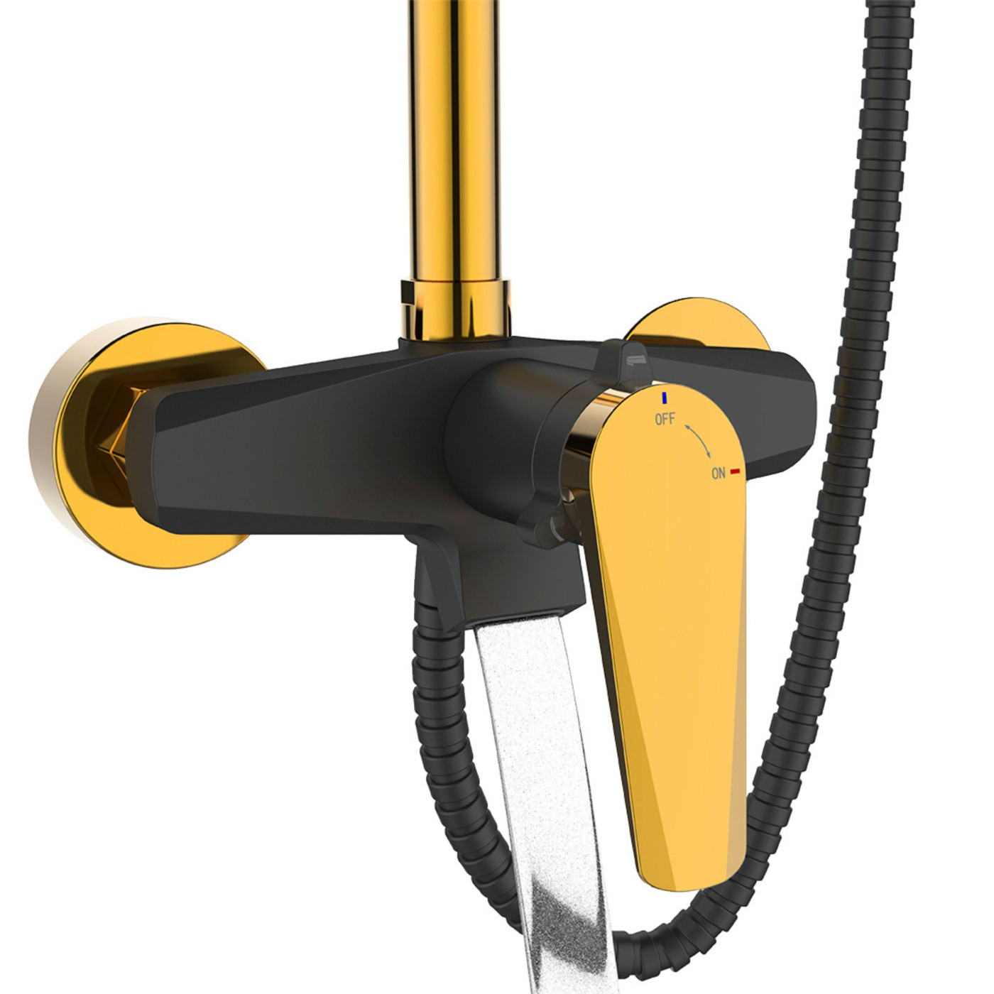 Kolumna Natryskowa Z Baterią Rubio Czarno-Złota