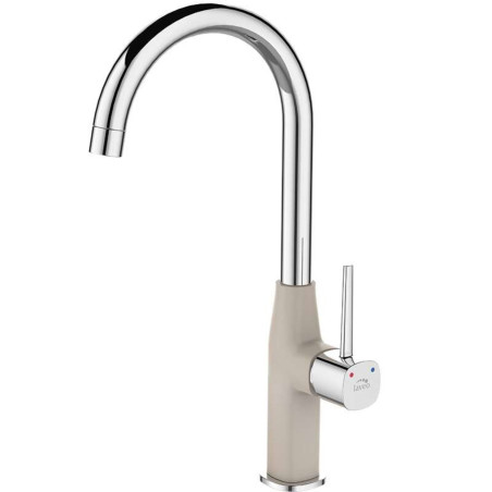 Bateria Zlewozmywakowa Stojąca z Wylewką U Pola Chrom/Beż