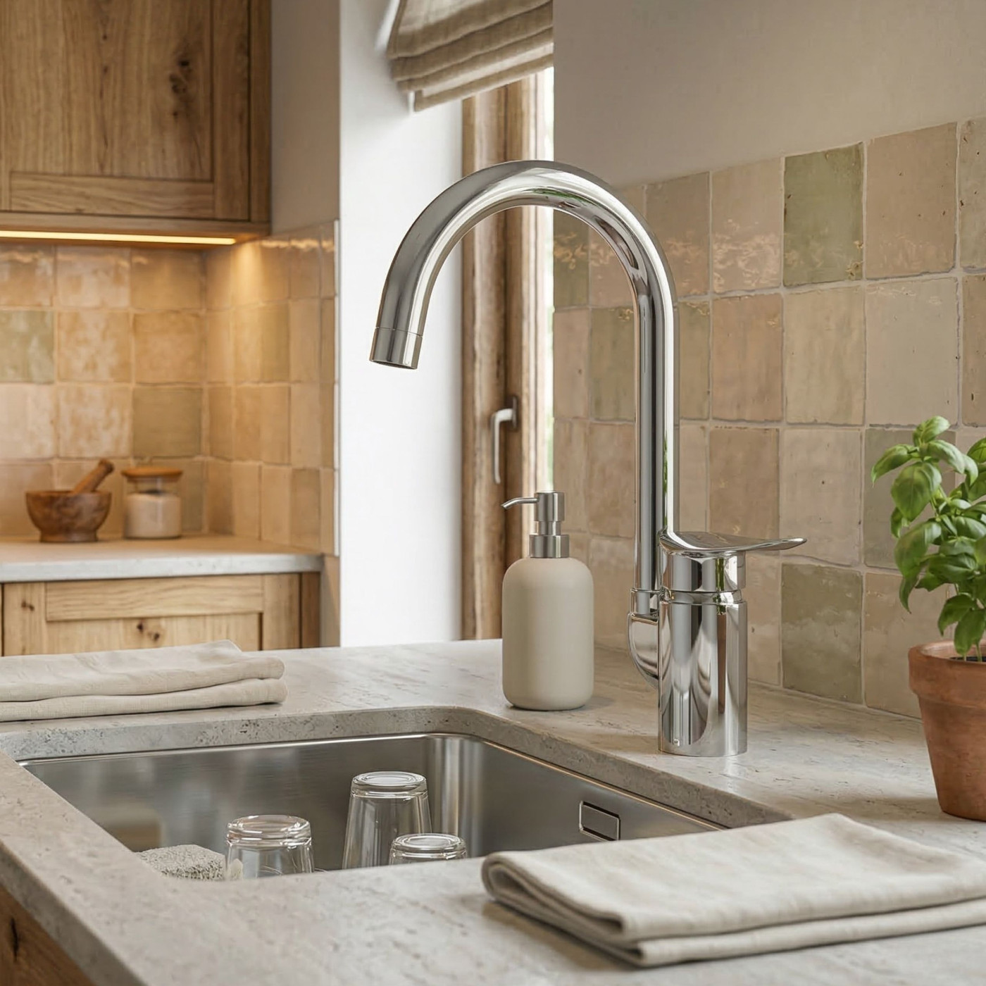 Bateria Zlewozmywakowa Stojąca Z Wylewką U APPIA Bateria Zlewozmywakowa Stojąca Z Wylewką U APPIA