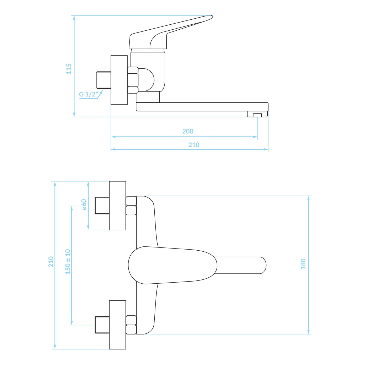 Bateria Umywalkowa Ścienna Oris Chrom