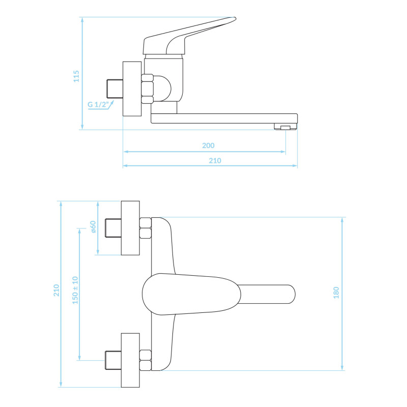 Bateria Umywalkowa Ścienna Oris Chrom