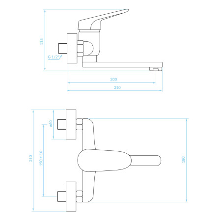 Bateria Umywalkowa Ścienna Oris Chrom