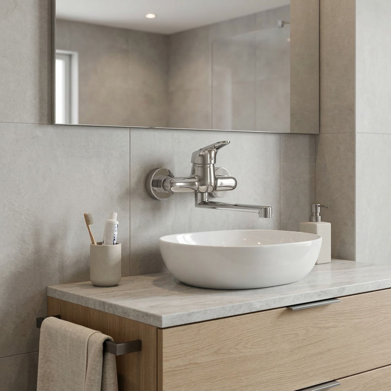 Bateria Umywalkowa Ścienna Oris Chrom