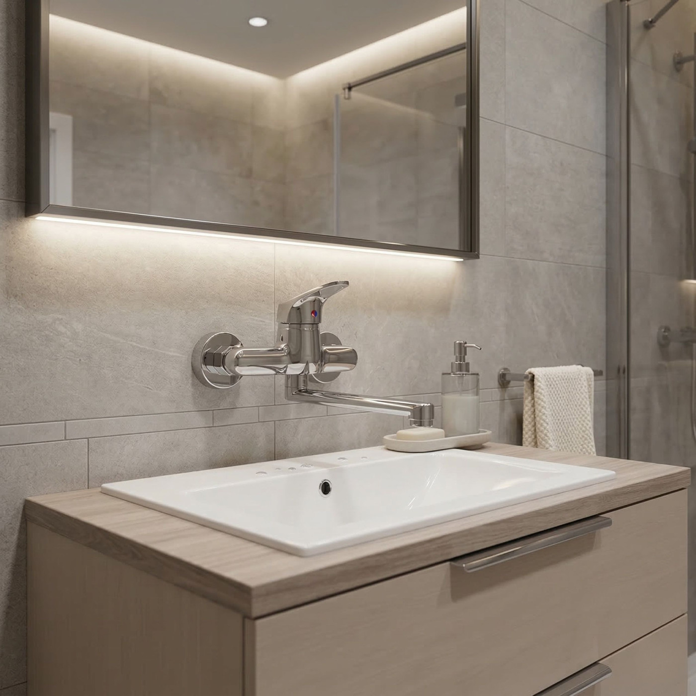 Bateria Umywalkowa Ścienna Oris Chrom