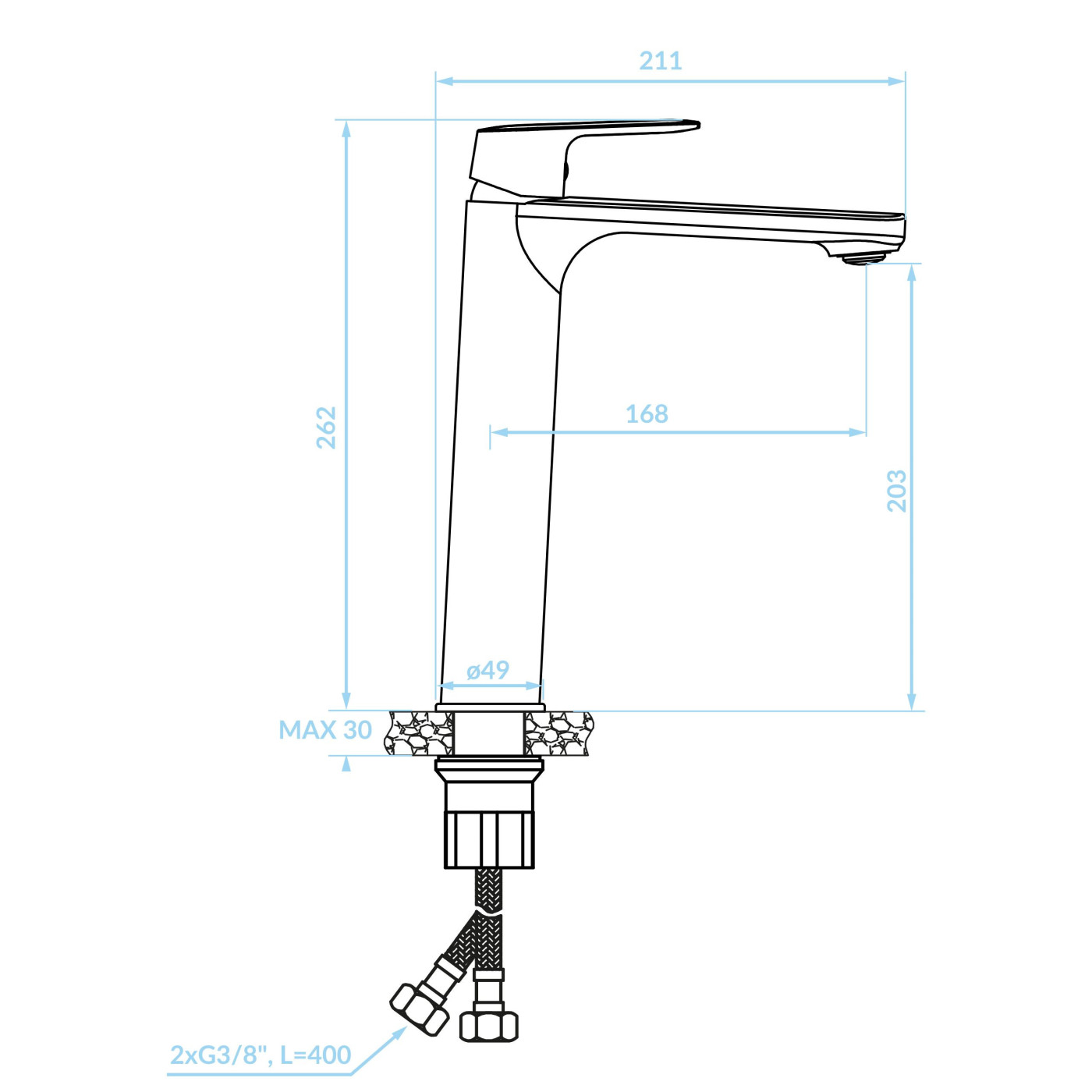 Bateria Umywalkowa Stojąca Nablatowa Gava