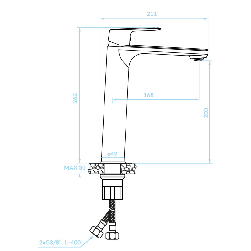 Bateria Umywalkowa Stojąca Nablatowa Gava