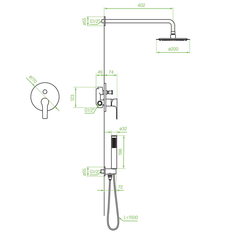 Bateria Natryskowa Podtynkowa Z Zestawem Natryskowym Bez Boxu Raila