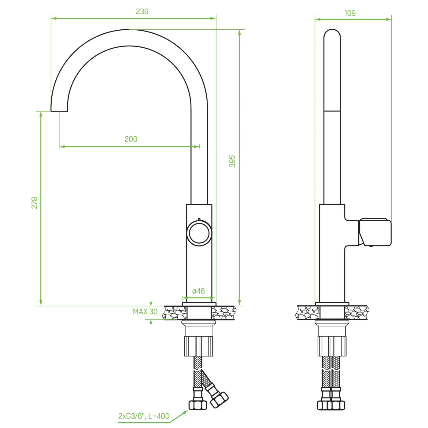 Bateria Zlewozmywakowa Stojąca Z Wylewką U Pretto