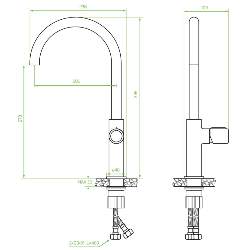 Bateria Zlewozmywakowa Stojąca Z Wylewką U Pretto