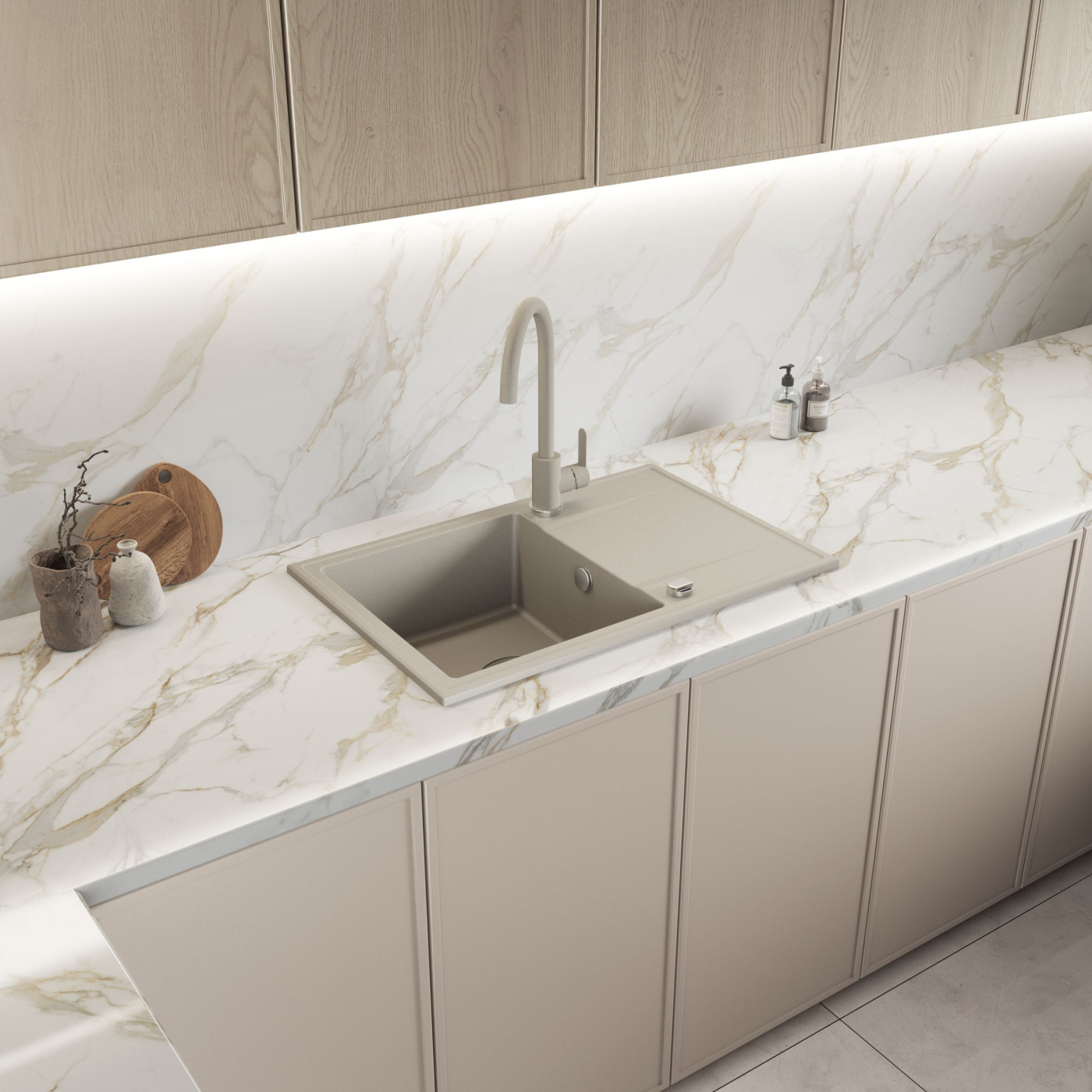 Zlewozmywak Granitowy Jednokomorowy z Ociekaczem Beż