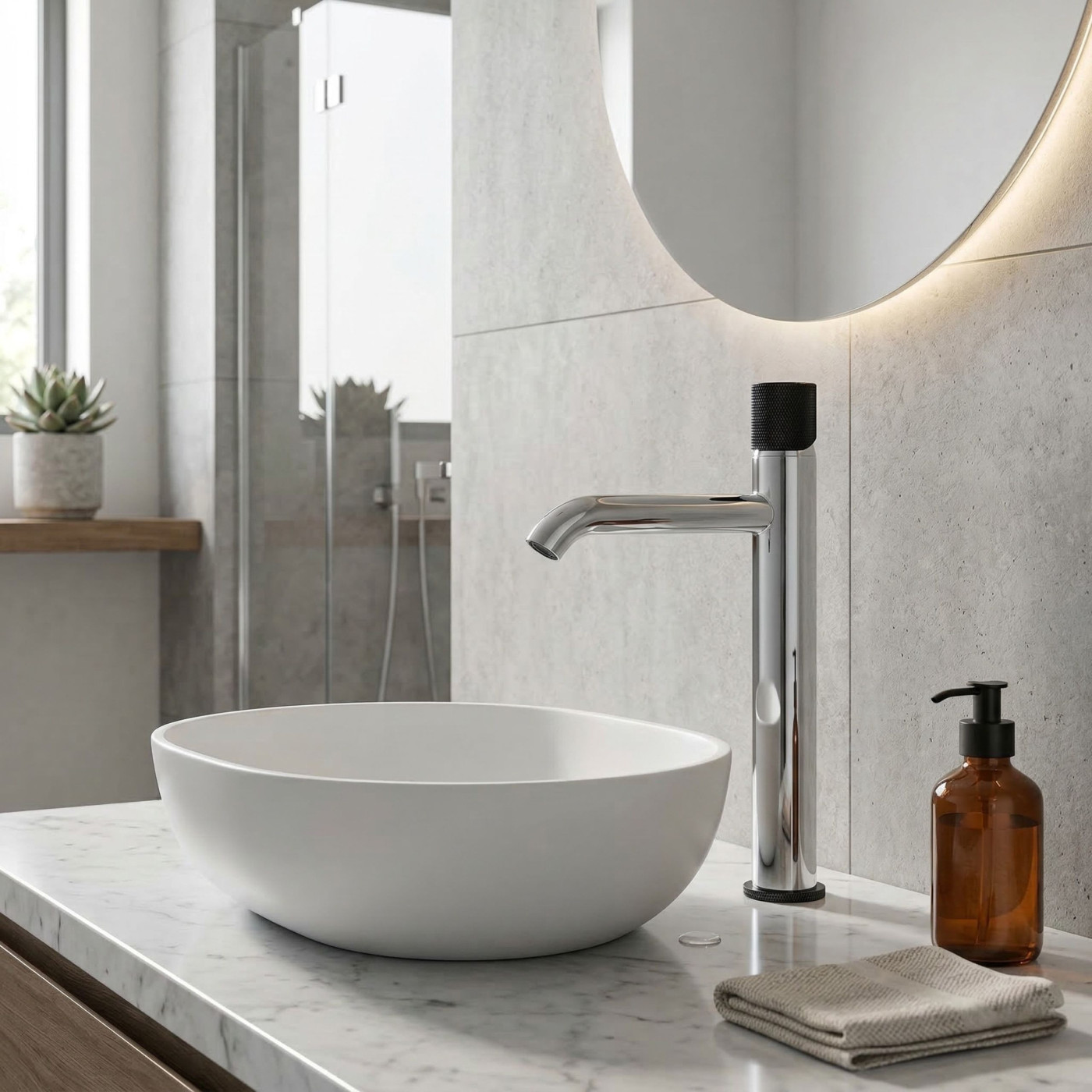 Bateria Umywalkowa Nablatowa Peros Chrom