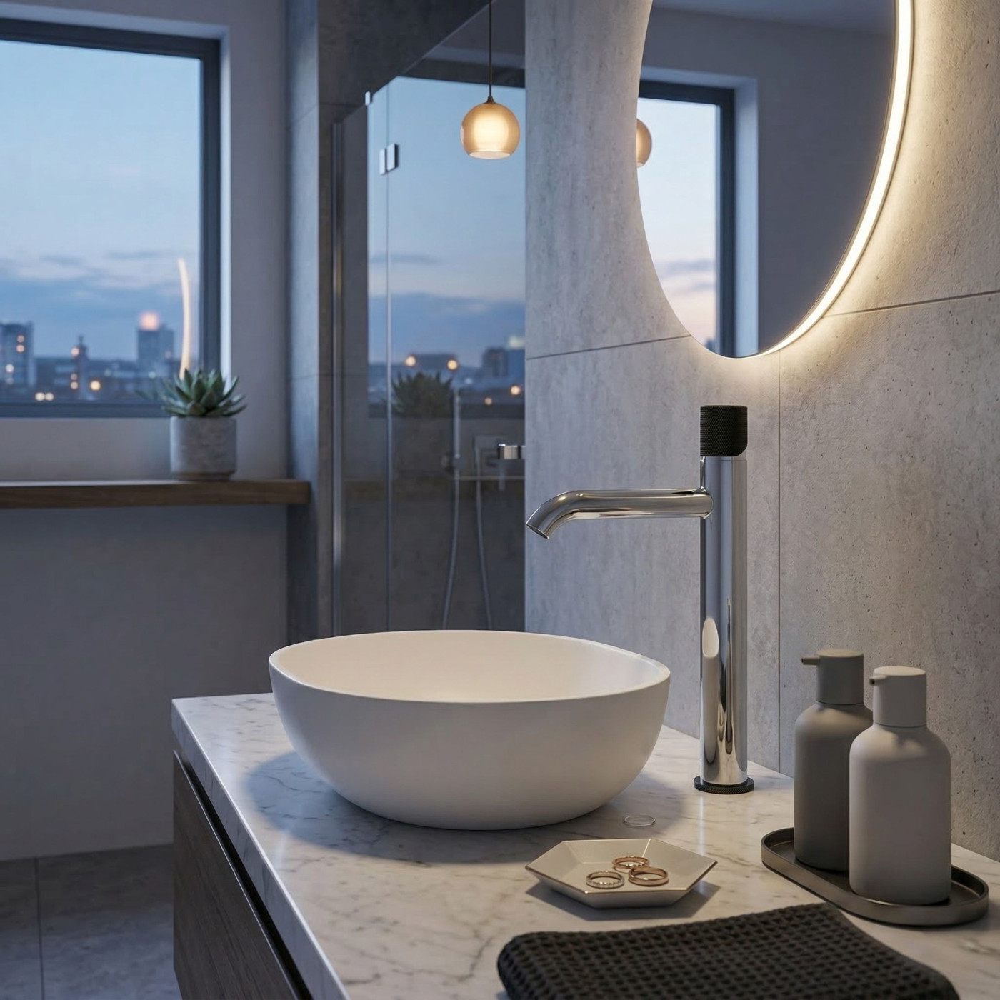 Bateria Umywalkowa Nablatowa Peros Chrom