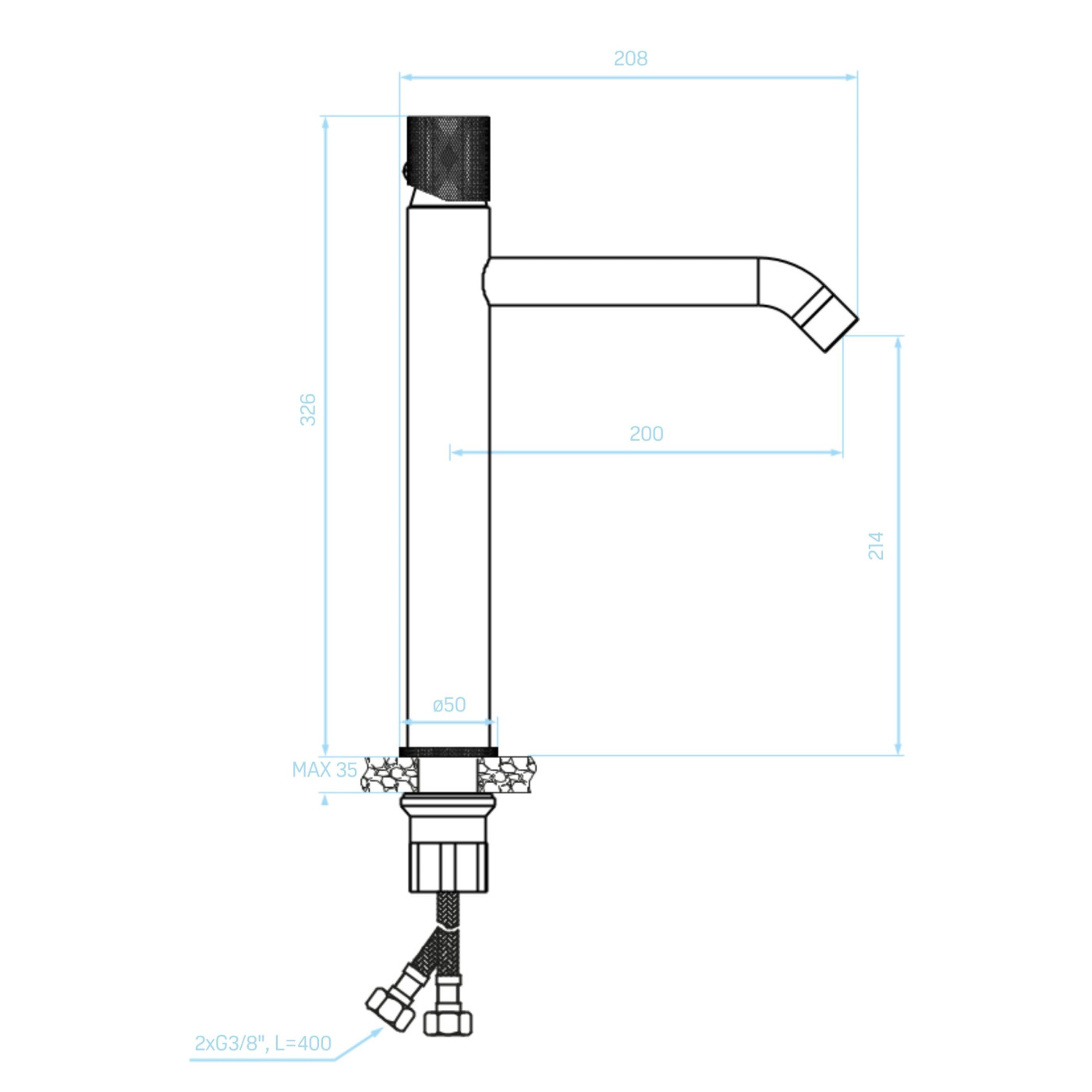 Bateria Umywalkowa Nablatowa Peros Chrom