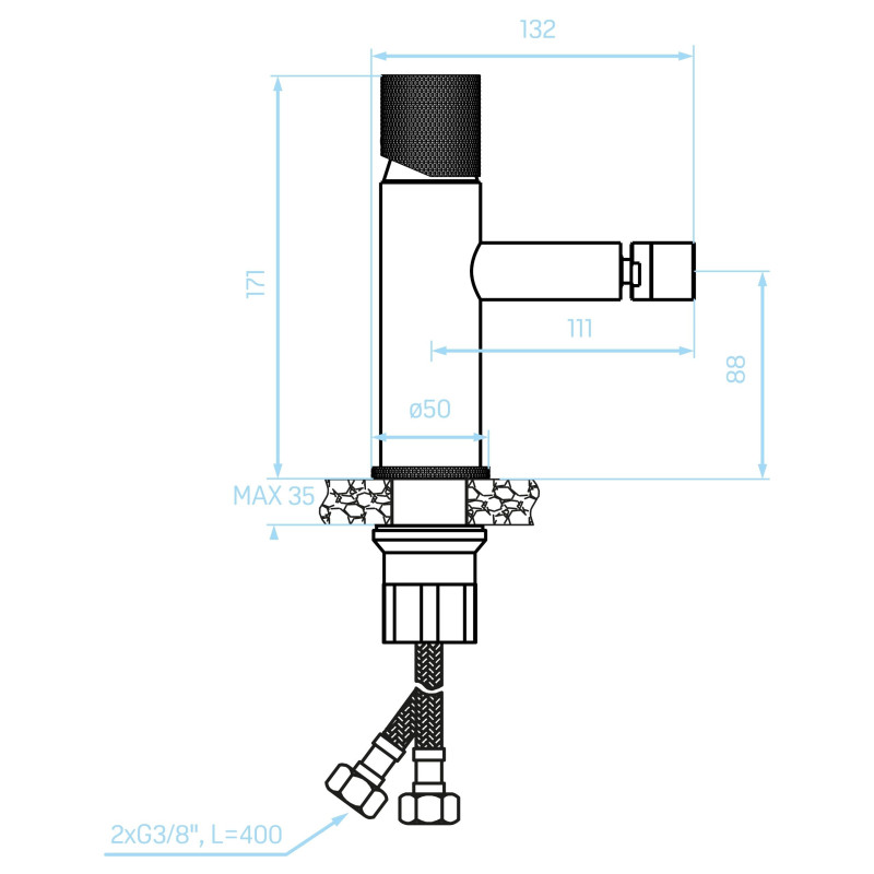 Bateria Bidetowa Kuchinox Peros Stojąca z Korkiem Chrom