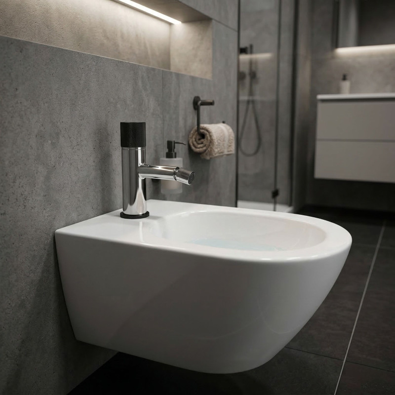 Bateria Bidetowa Kuchinox Peros Stojąca z Korkiem Chrom