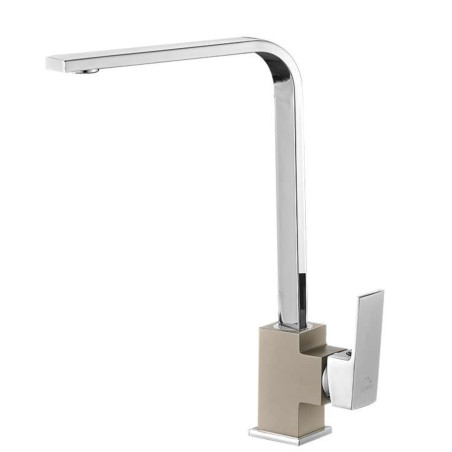 Bateria Zlewozmywakowa Stojąca Z Wylewką L Kvadrato Chrom/Beż