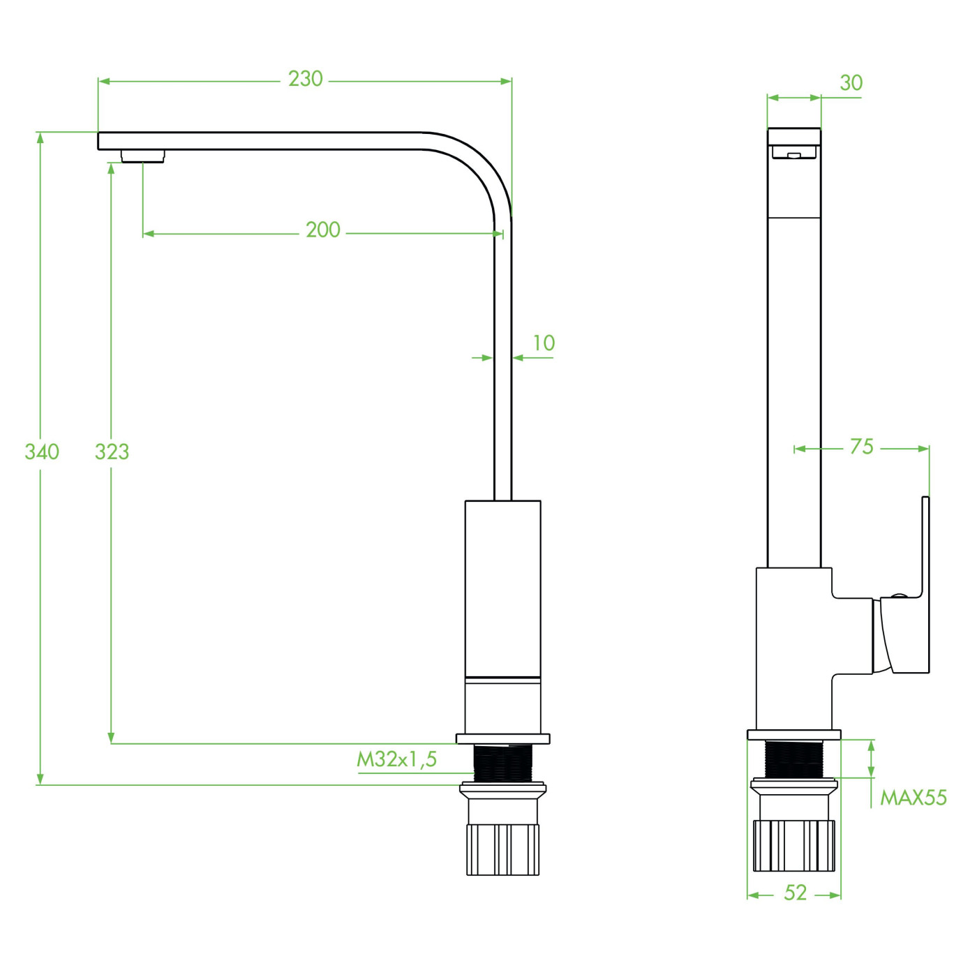 Bateria Zlewozmywakowa Stojąca Z Wylewką L Kvadrato Chrom/Beż
