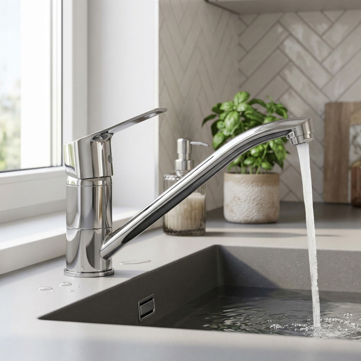 Bateria Zlewozmywakowa Stojąca Borgo Chrom