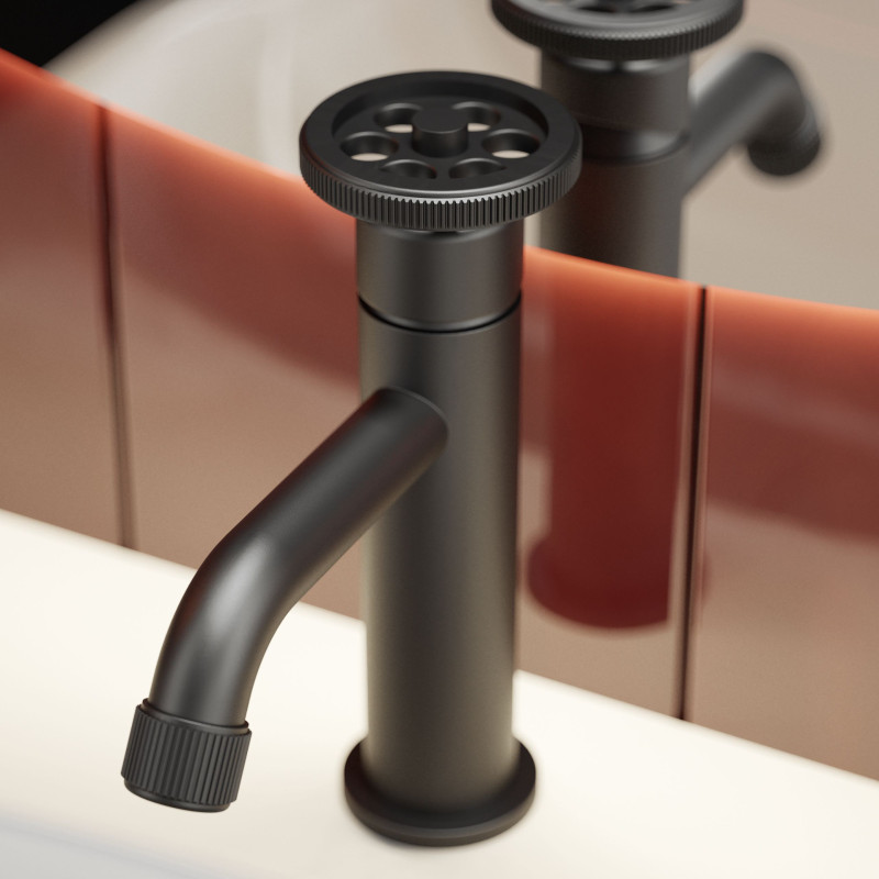 Bateria Umywalkowa Stojąca Czarna MURO