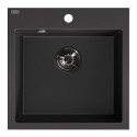 Zlewozmywak Granitowy Jednokomorowy Czarny z Baterią i Syfonem Zestaw Zlewozmywak Granitowy Jednokomorowy Czarny z Baterią i Syfonem Zestaw