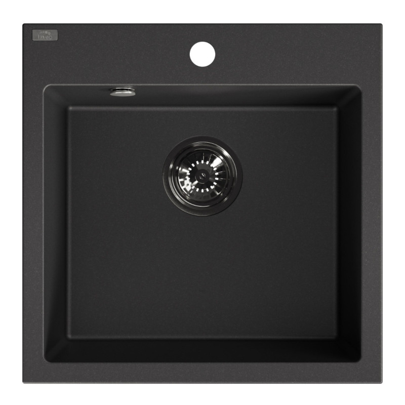 Zlewozmywak Granitowy Jednokomorowy Czarny z Baterią i Syfonem Zestaw Zlewozmywak Granitowy Jednokomorowy Czarny z Baterią i Syfonem Zestaw