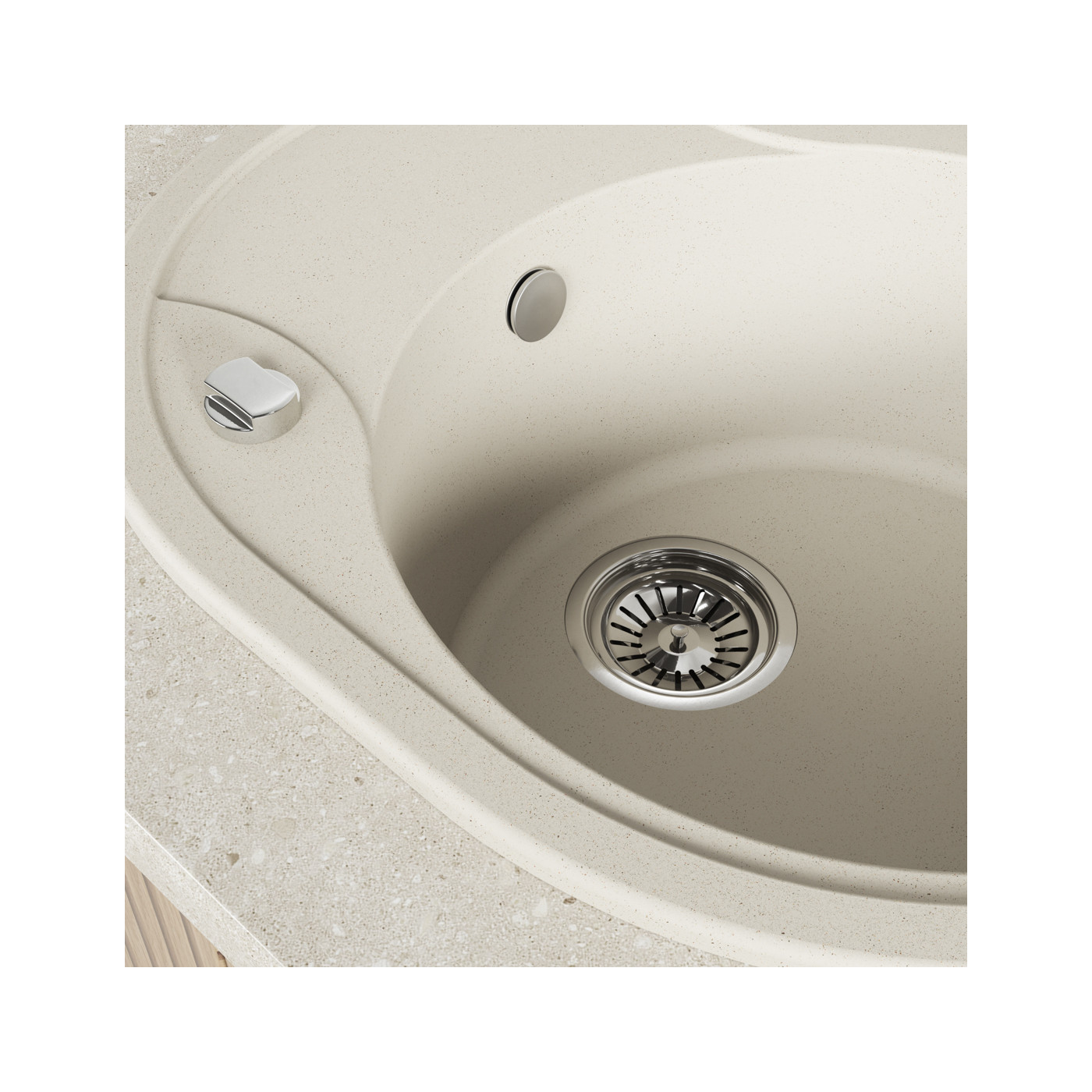 Zlewozmywak Granitowy Beżowy Jednokomorowy DAFNE Bez syfonu