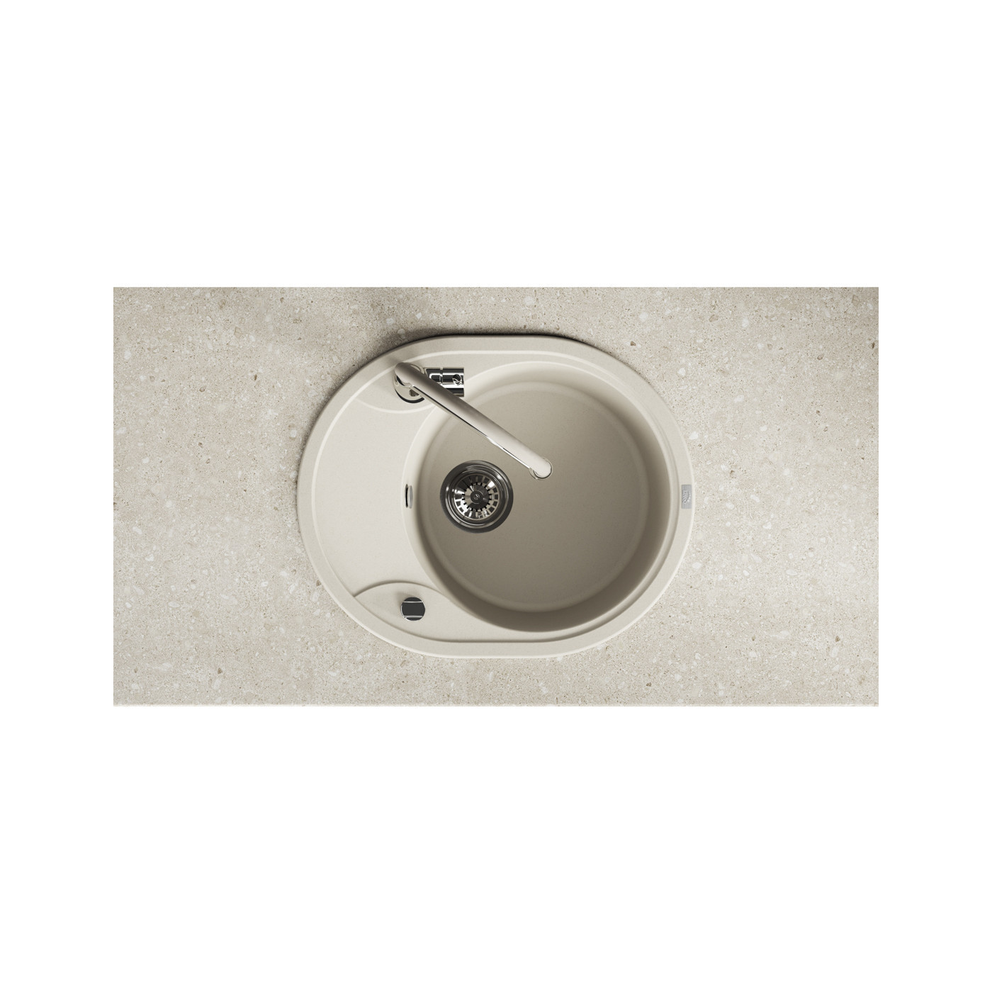 Zlewozmywak Granitowy Beżowy Jednokomorowy DAFNE Bez syfonu