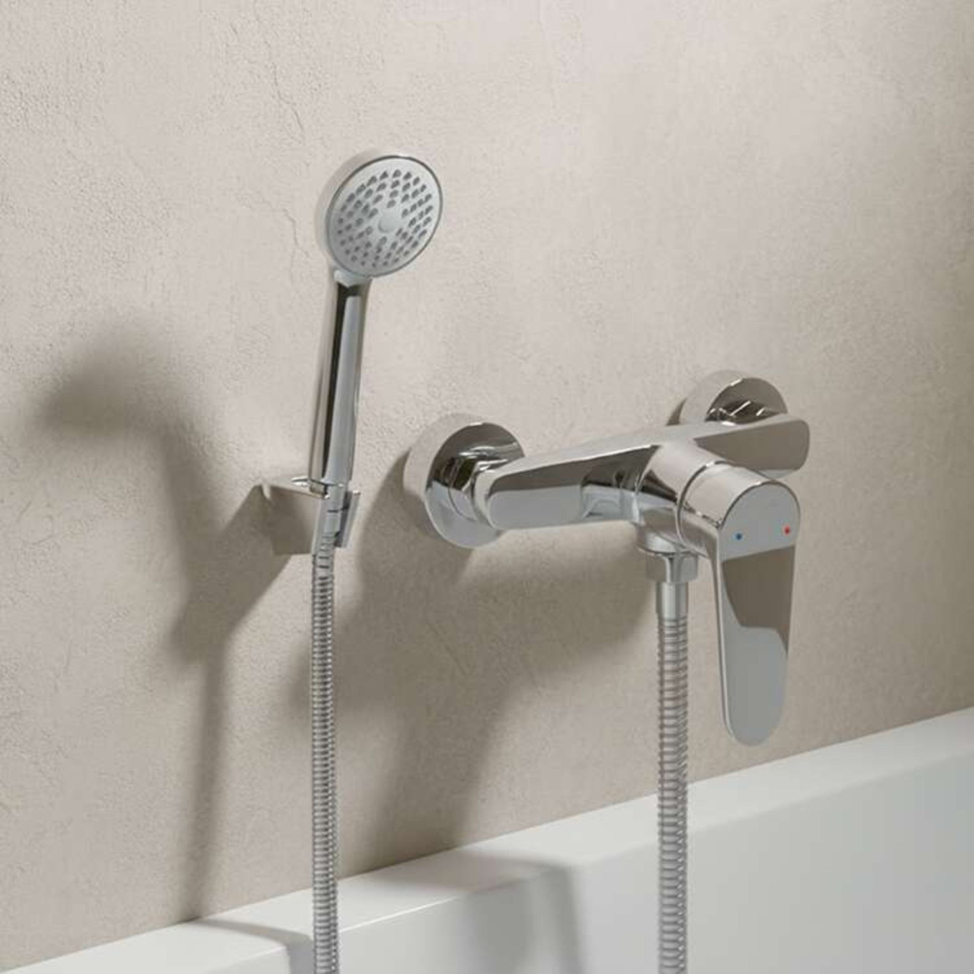 Bateria Natryskowa Ścienna z zestawem natryskowym Chrom ATEZ Kuchinox